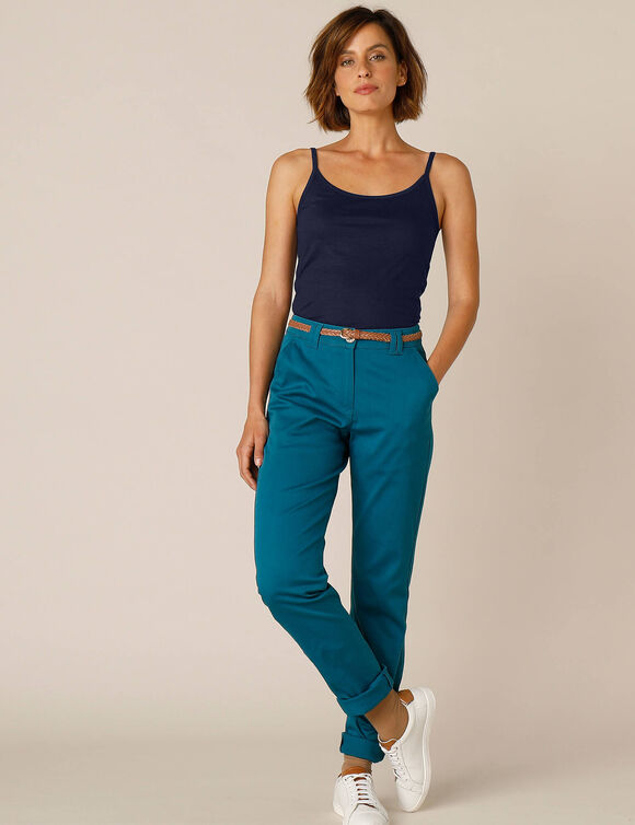 Topje met smalle bandjes in katoen (marine) Topje met smalle bandjes in katoen (marine)